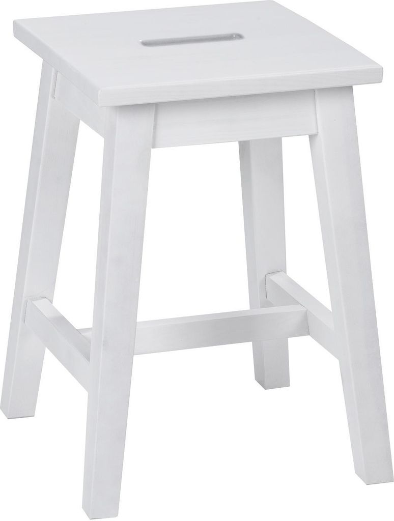 Hocker - H 45 cm - Weiß - Kiefernholz massiv