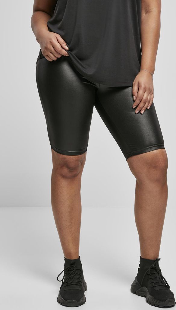 Urban Classics TB4078 | Ladies Synthetic Leather Cycle Shorts Lederradlerhose - Farbe: Black - Größe: S