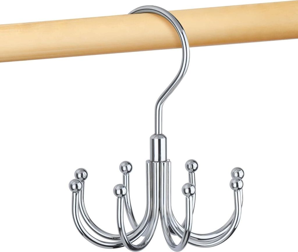 Gürtelhalter – Drehbarer Metall Gürtel Organizer, Platzsparend für bis zu 24 Gürtel, Silber