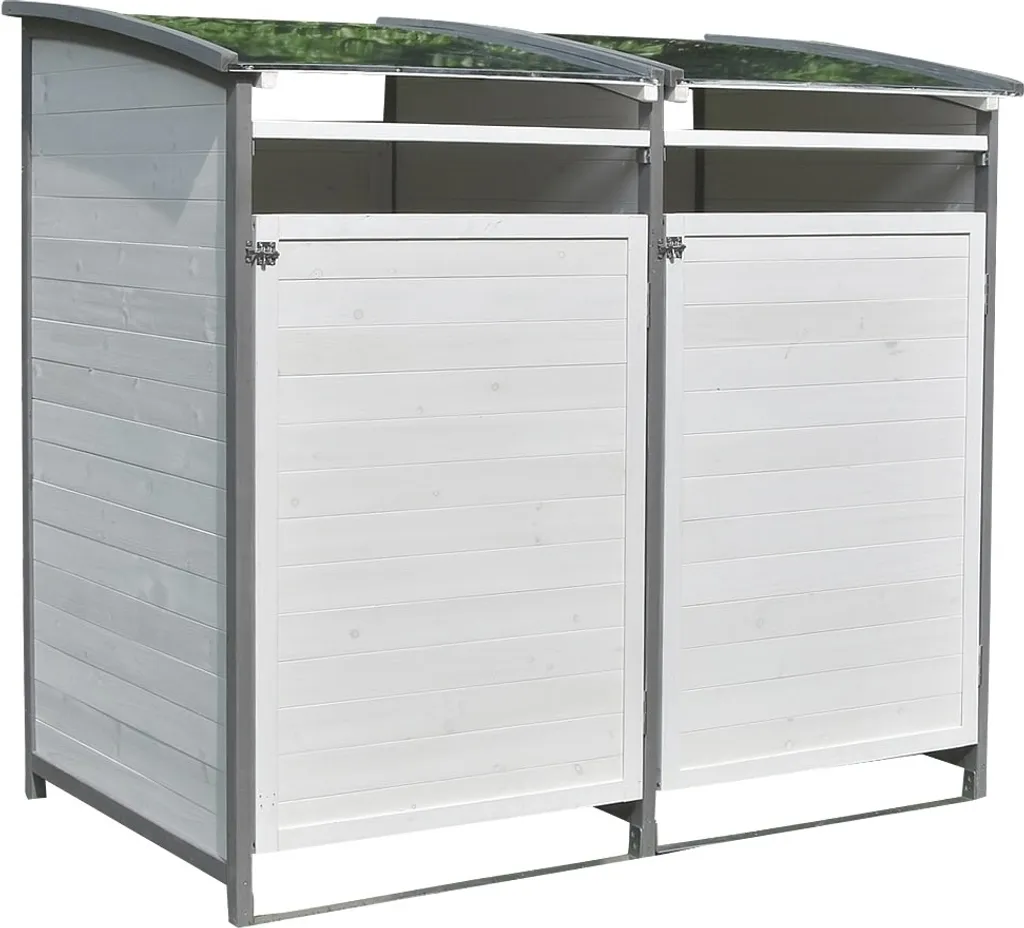 Boîte de Rangement Jardin pour 2 Poubelles 240L Habillage Bois Extérieur