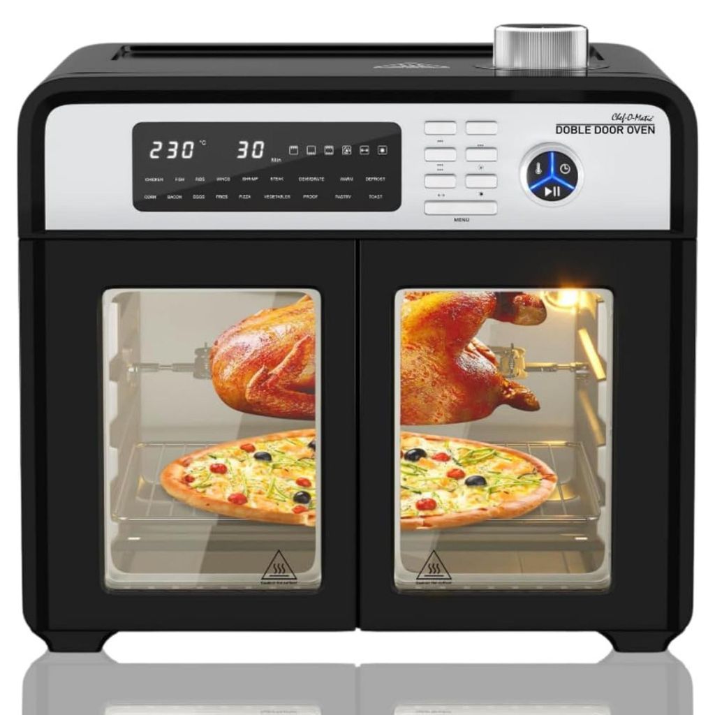 Chef O Matic Double Door Oven - XXL Heißluft Backofen, Airfryer ohne Öl, 28 Liter, 1700 Watt
