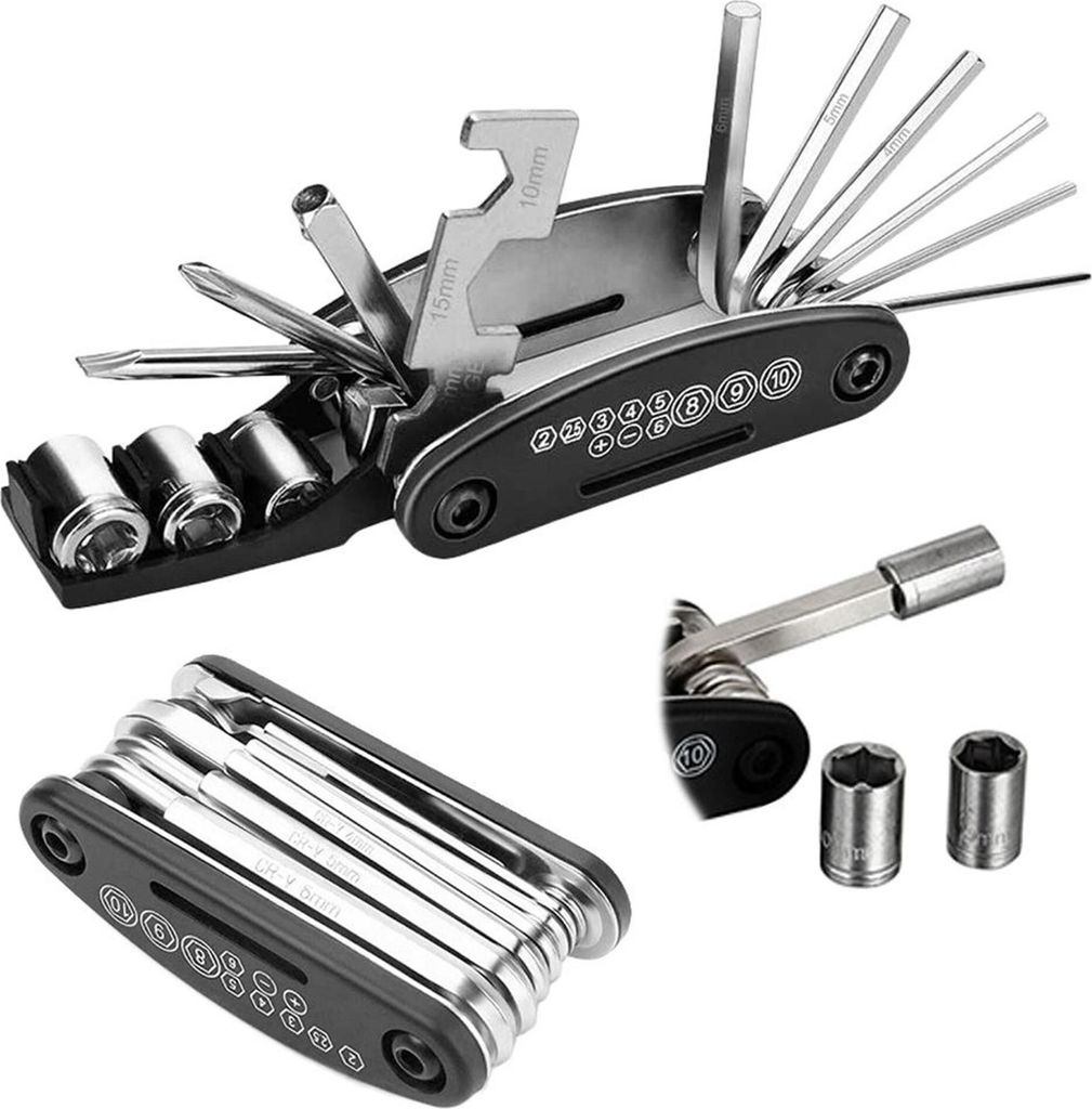 Multitool Fahrrad Werkzeug Multifunktionswerkzeug Reparatur Set Kit MTB 16 in 1