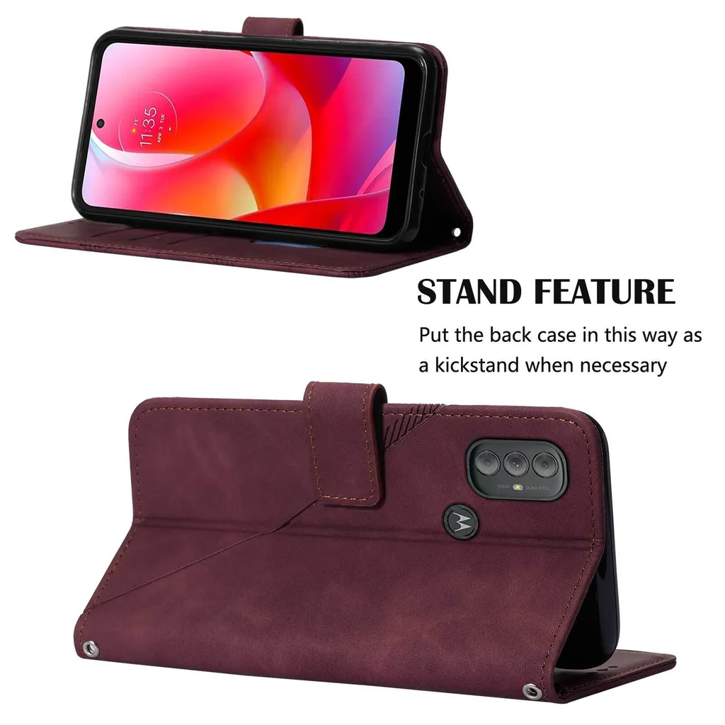 WOBURN Cover In Pelle PU Per Motorola Moto G23 | Custodia A Libro Con Chiusura Magnetica E Funzione Stand | Portafoglio Protettivo - Rosso