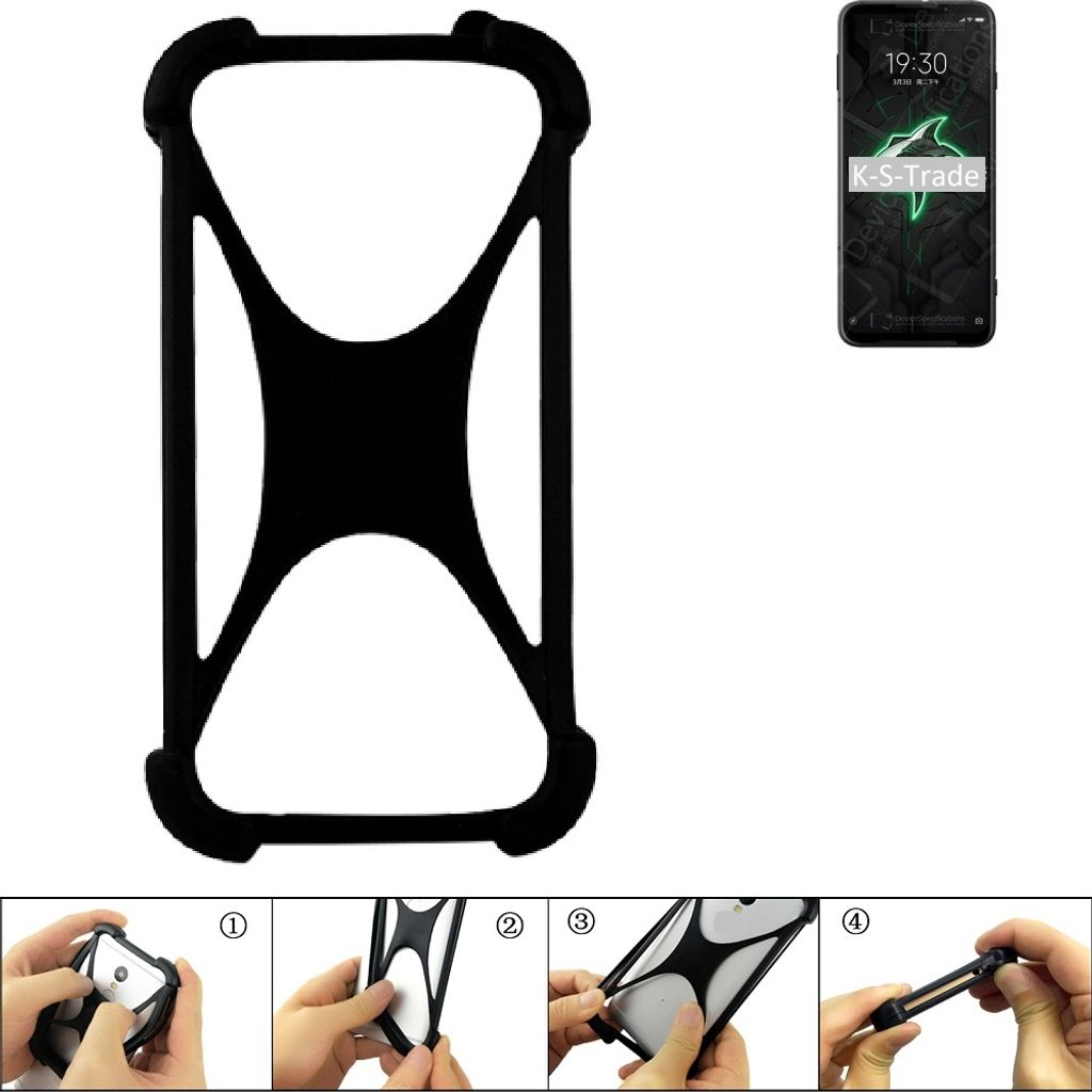 K-S-Trade Handy-Hülle Schutz-Hülle kompatibel mit Xiaomi Black Shark 3 Silikon Bumper TPU Softcase Smartphone Stoßschutz, schwarz