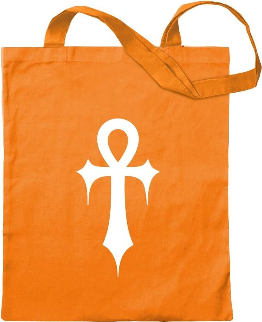 Kiwistar - Baumwolltasche - mandarin - Gothic Ankh - Tragetasche Stoffbeutel Umhängetasche langer Henkel