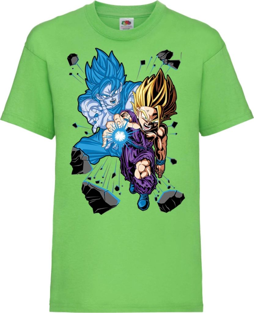 Kinder T-Shirt Dragon Anime Manga Ball Z Gohan X Goku, 7-8 Jahr - 128 / Lime