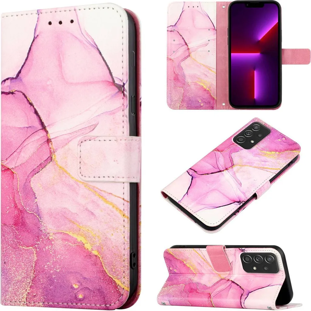Custodia Samsung A53 5G Antiurto Marmo Rosa | Portafoglio e Stand