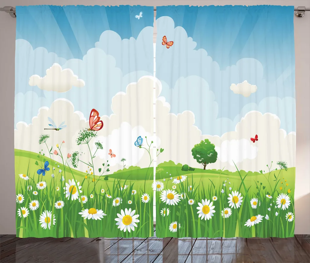 ABAKUHAUS Rideau Rustique Wiese Spring Time Paysage 280x225 cm