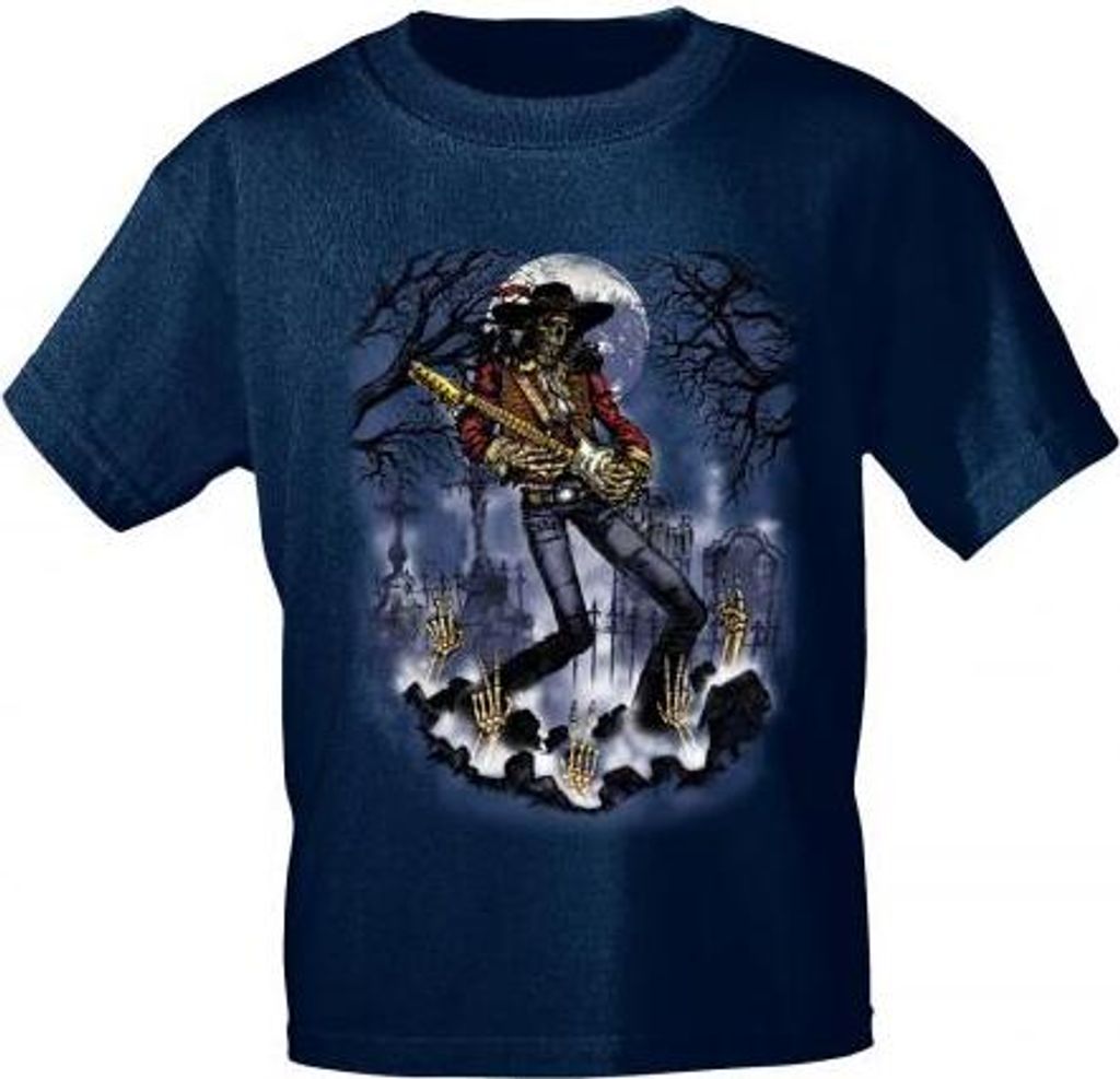 T-Shirt mit Print - Ghost Gitarre Skull Bones - 10243 Produktbild 