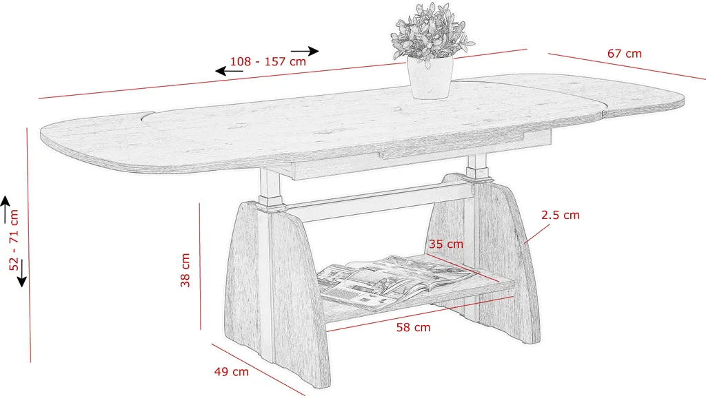 Optimisez votre petit salon : table basse relevable et extensible Colin