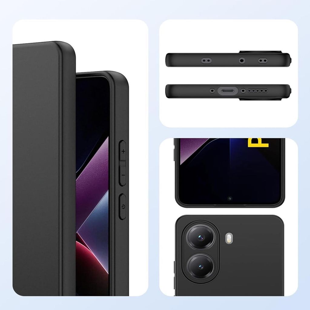 Ivoler Silikon Hülle Für Xiaomi Poco F7 Pro 5G – Ultra Dünn, Stoßfest, Matte Schwarz