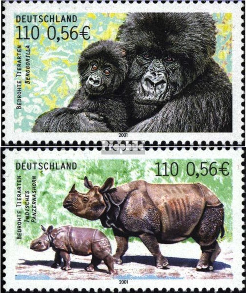 Briefmarken BRD (BR.Deutschland) 2001 Mi 2182-2183 (kompl.Ausg.) FDC Bedrohte Tierarten