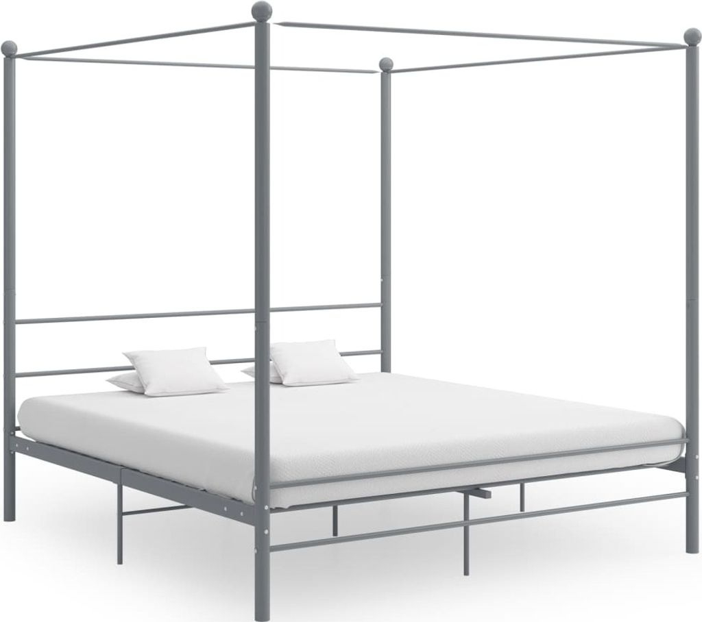 Himmelbett Grau Metall 200x200 cm