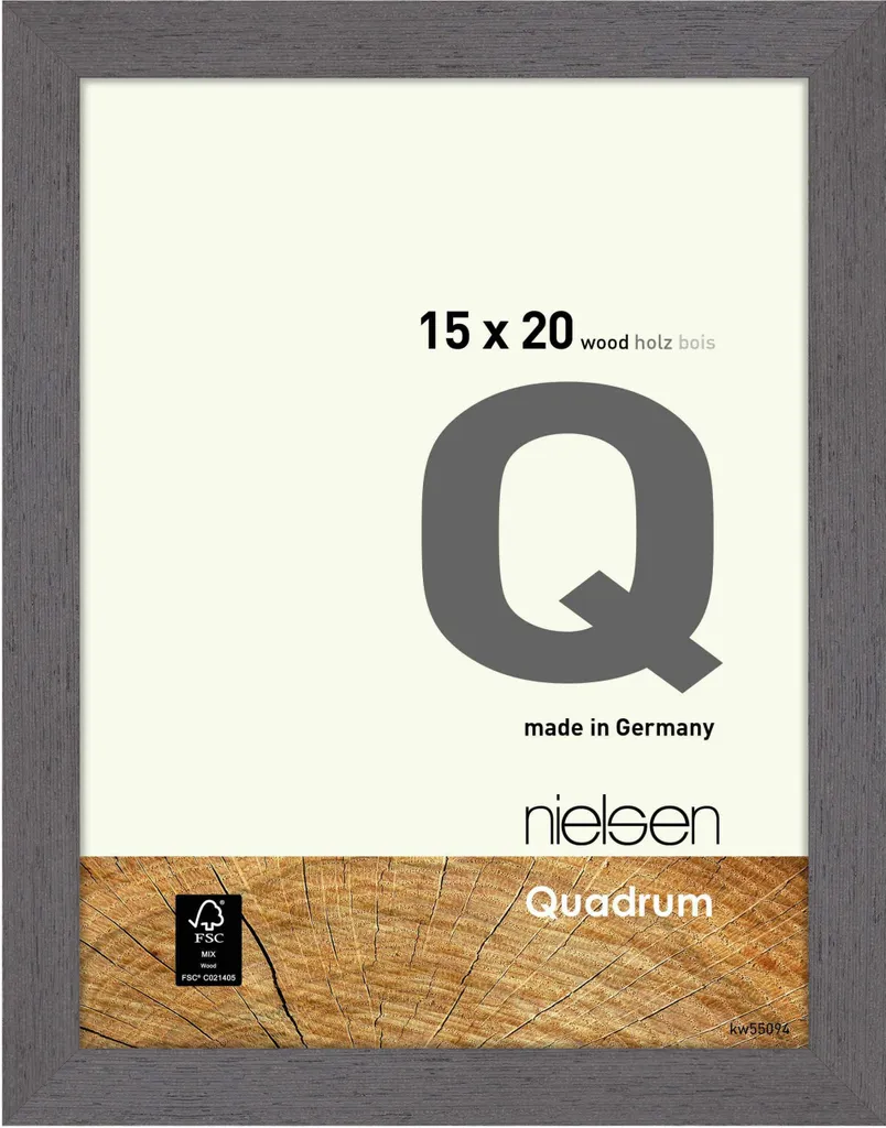 Cornice Quadrum 15x20 Grigia: Legno FSC e Vetro per Foto e Ricordi