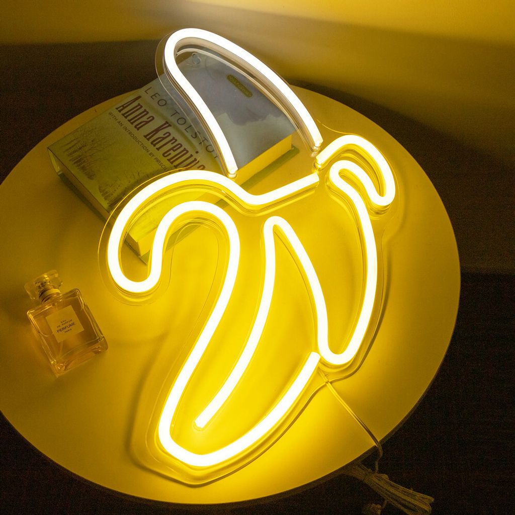 USB Banane LED Neon Wandleuchte, Neon Schild Nachtlichter Neon Sign Neonlicht Leuchtreklame für Party Bar Gaming Schlafzimmer Zimmer Wand Deko, Ki...