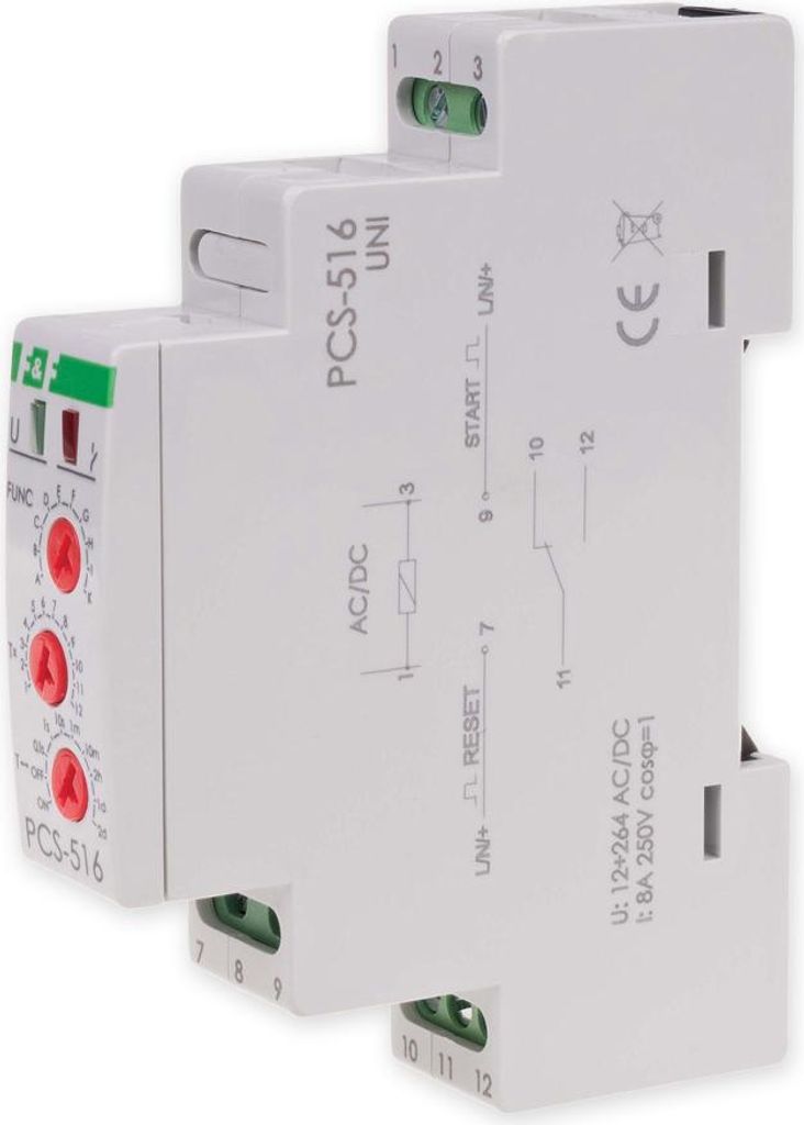 Relais temporisé PCS-516UNI - 10 fonctions - 12-264V AC/DC Image du produit 