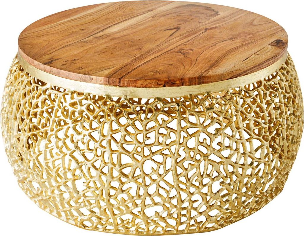 Couchtisch 75cm Holz Gold Design Tisch Modern Wohnzimmer JETZT KAUFEN