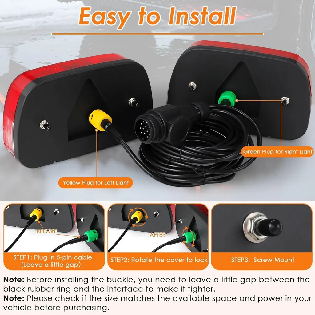 Kit éclairage pour remorque bateau et van, câble 5,5m, installation 12V facile - 5