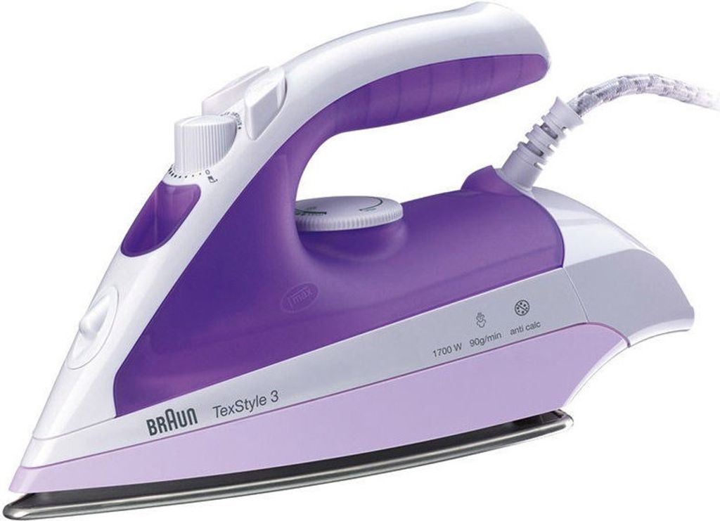Braun TS320C Bügeleisen Dampftrockenes Bügeleisen Keramiksohle of Keramik 1700 W Lila, White
