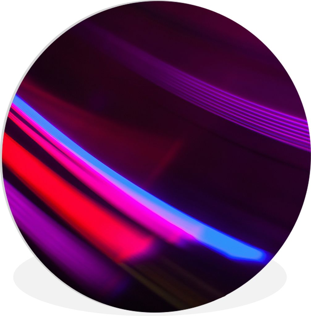 MuchoWow Rundes Wandbild - Runde Bilder Geometrie mit violetten Lichtstreifen Ø 60 cm Kreis Wanddekoration Kunststoff - Wandkreis - Wandschmuck ...
