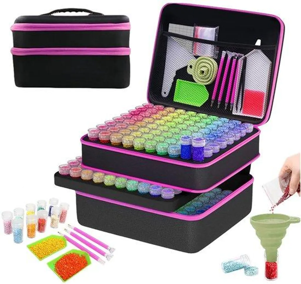 Organisateur Diamond Painting Anti-Perte 240 Pots Rouge Royal
