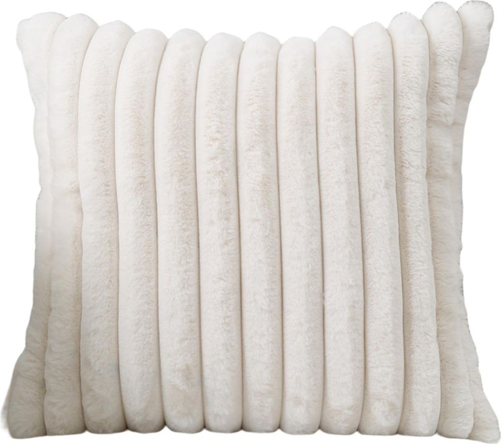 Kissenbezug, Streifen-Design, guter Komfort, weiche Haptik, Antifouling, dekorativer Kunstkaninchenfell-Plüsch-Überwurfkissenbezug, Heimbedarf