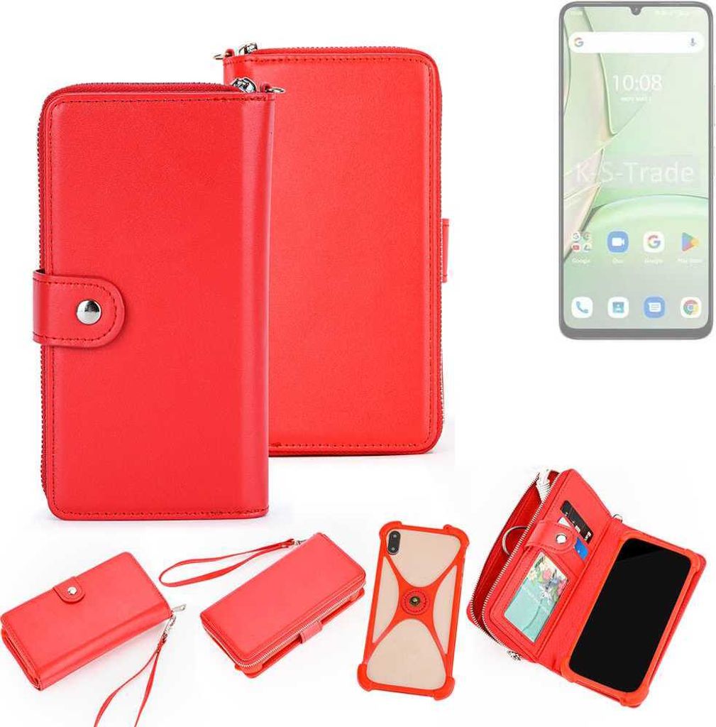 K-S-Trade 2in1 Schutzhülle Portemonnee Handyhülle mit Bumper kompatibel mit UMIDIGI G9C Hülle Case Etui Geldbörse Smartphone rot (1x)