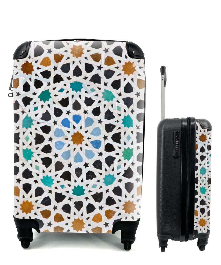 MuchoWow Koffer Handgepäck Trolley Rollkoffer Kleine Reisekoffer mit 4 Rollen - Ein marokkanisches Mosaikdetail - Cabin Size < 55x40x23 cm & 55x...