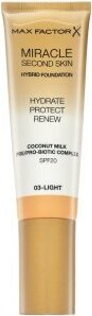 Max Factor Miracle Second Skin, Tube, Creme, Jeder Hauttyp, Feuchtigkeitsspendend, Schutz, Licht, Gelb