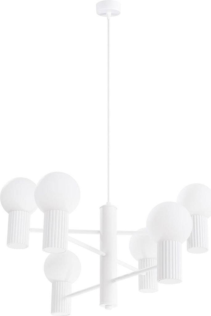 Hängeleuchte Aluminium Glas B: 64 cm H: max. 230 cm IP20 Weiß G9 Kugel Schirm Modern