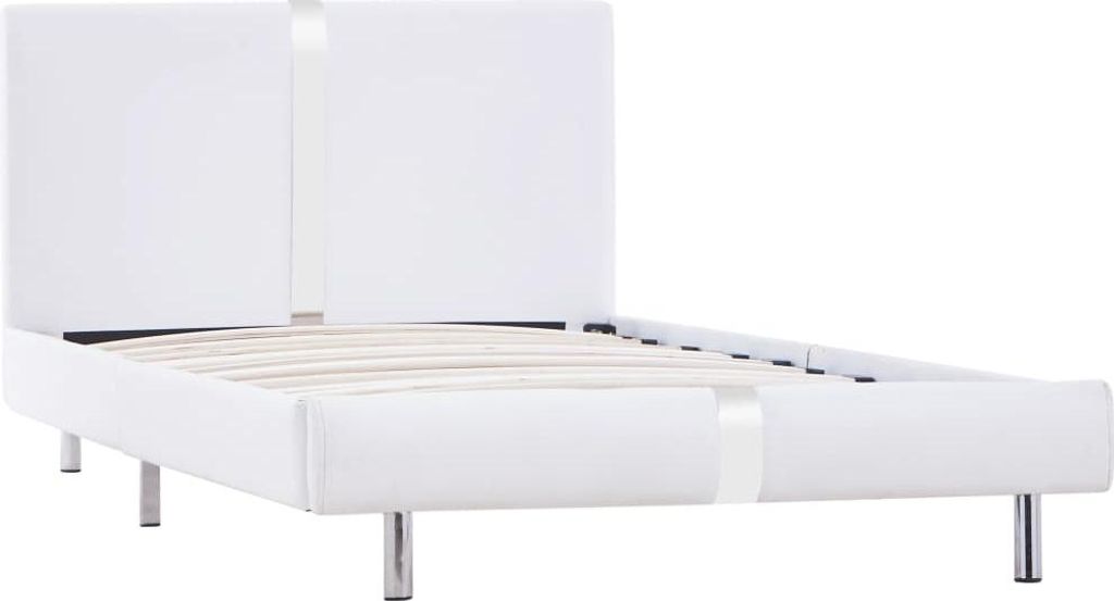 vidaXL Bettgestell Weiß Kunstleder 90x200 cm