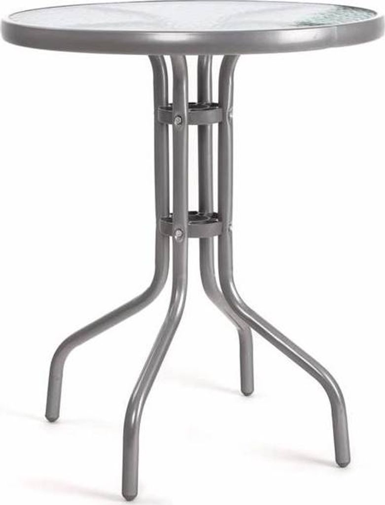 GLÜCKLICHES GRÜN Tisch Metall mit Glas Teller 60 cm, Silber-