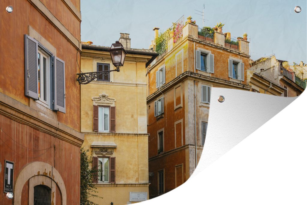 MuchoWow 90x60 cm Outdoor-Poster Gartendeko Sichtschutz Garten Poster für den Garten Straße - Rom - Architektur - Italien