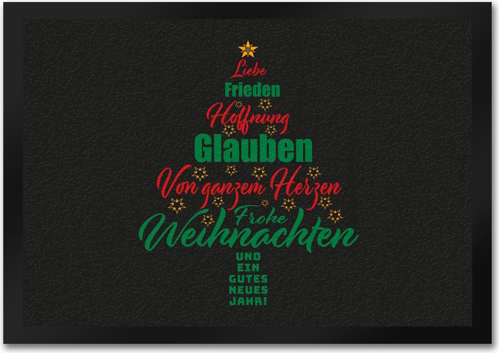 Christbaum Fußmatte in 35x50 cm mit Spruch Frohe Weihnachten und gutes neues