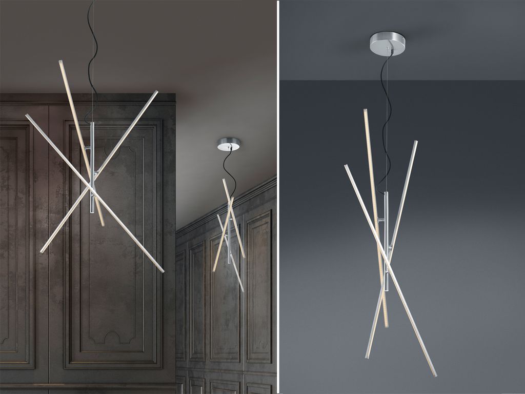 Trio Leuchten LED Pendelleuchte Tiriac 371610307, Metall, Nickel matt, Acryl