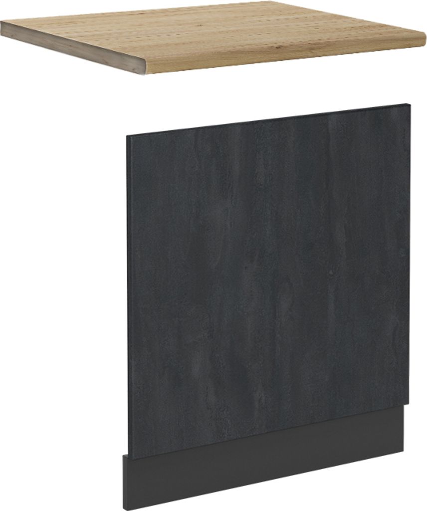 Frontblende Vicco R-Line Schwarz Beton 60 cm AP Eiche, Produktbild 