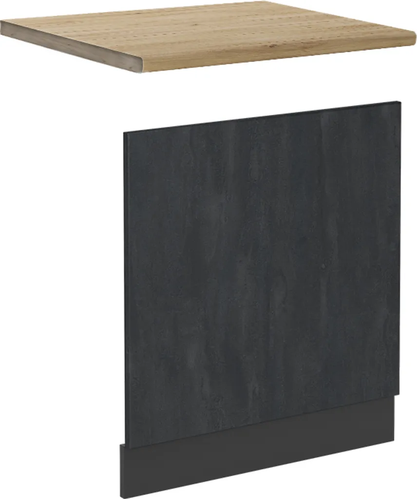 Cover Lavastoviglie 60cm Vicco R-Line Calcestruzzo Nero e Rovere