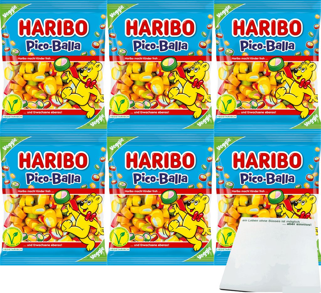 Haribo Pico-Balla 6er Pack (6x160g Packung) + usy Block