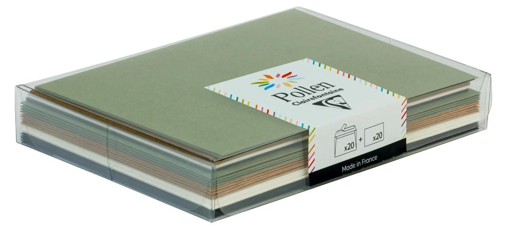Pollen 5x Korrespondenzset, 20 Umschläge C6+20 Karten 110x155mm sortiert 20920C