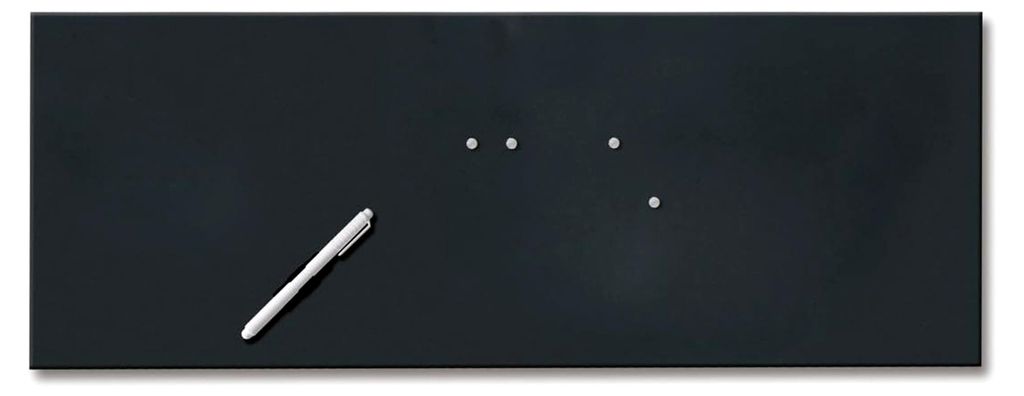 MB- Magnet- und Schreibtafel aus Glas (inklusiv Stift + Magnete) Memo Board Black, 30 x 80 cm