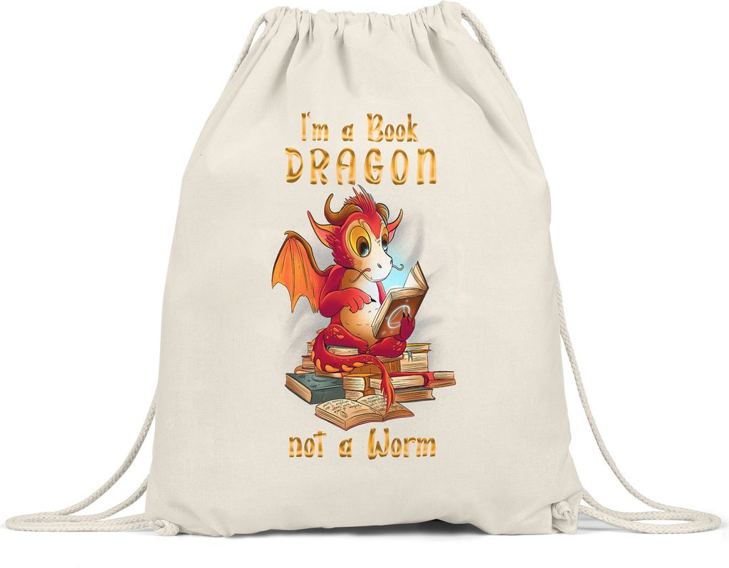 I Am A Book Dragon Not A Worm Turnbeutel Gymsack Bücherwurm Buch Lesen Bildung Magie Drachen Dragon