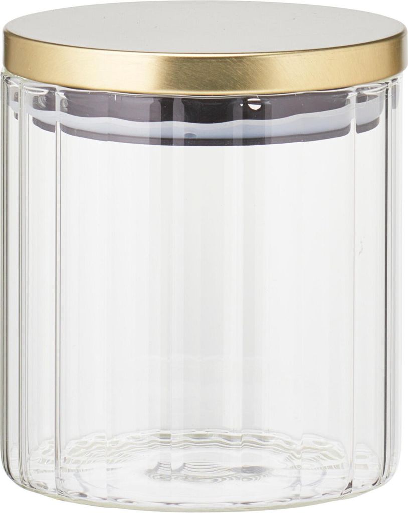 Glasgefäß mit goldenem Deckel