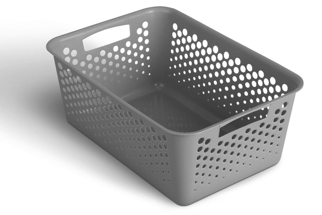 Pro Home Aufbewahrungskorb 12,0L mit Griffen - BPA-Frei - Organizer (44x30x17cm/Anthrazit) - Körbchen für Bad Küche Schlafzimmer, Haushaltskorb