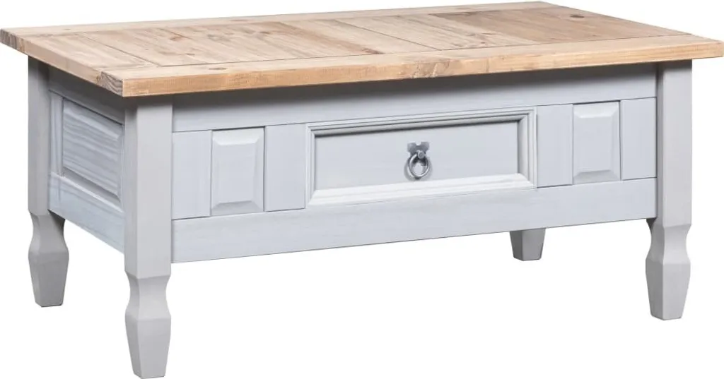 Offerta Tavolino Caffé SYFAX Pino Massiccio Grigio 100x55x44 cm