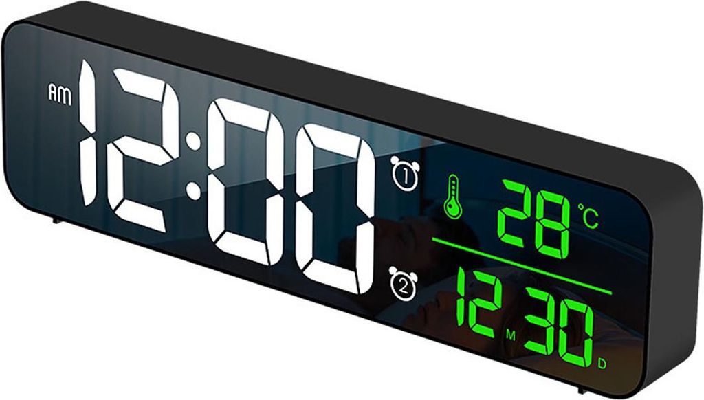 LSLJS Digitaluhr, Digitaluhr mit großem Display, LED-Digitalwecker für Wohnzimmer, wiederaufladbar, Schlummerfunktion, Datums- und Temperaturanze...