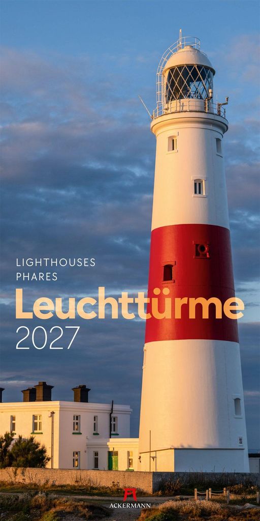 Leuchttürme 2027 Wandkalender 33x66 cm Spiralbindung Hochformat DE/EN/FR