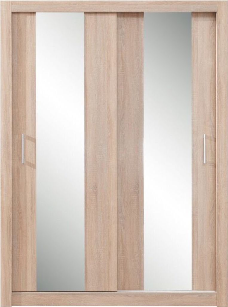 Schiebetürenschrank / Kleiderschrank Zwalm 03, Farbe: Eiche - Abmessungen: 215 x 160 x 60 cm (H x B x T)