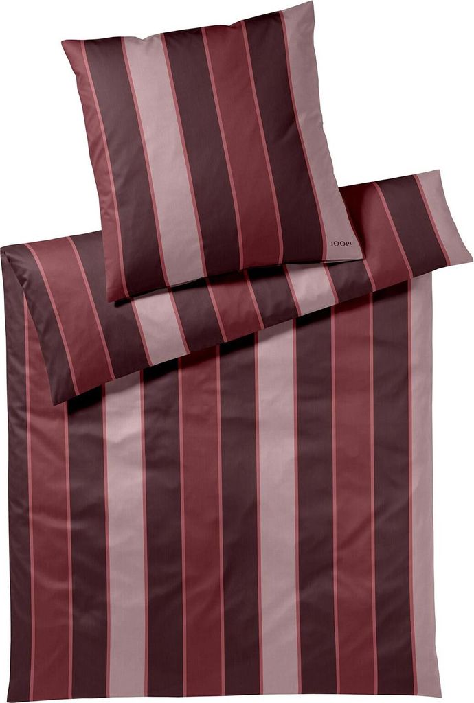 JOOP! Mako-Satin-Bettwäsche-Garnitur Stripes Farbe rouge Größe 135x200+80x80