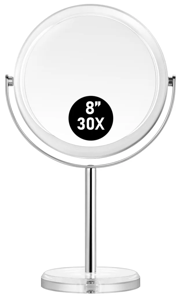 Miroir de rasage et maquillage grossissant 30x pour salle de bain et chambre