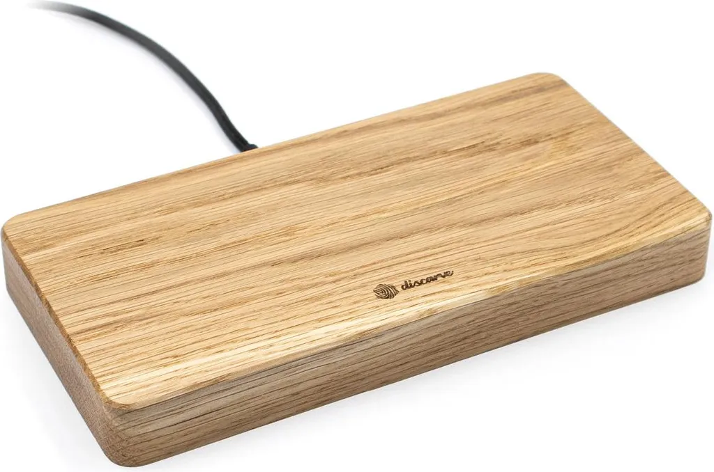 Double chargeur sans fil chêne pour bureau et table de nuit boisée - 2